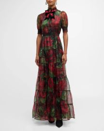 Alice Olivia Coletta Dress in Cloud Floral Bordeaux at Neiman Marcus