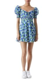 Alice Olivia Crawford Floral Eyelet Smocked Cotton Minidress in Perfect Pansy Multi  at Nordstrom