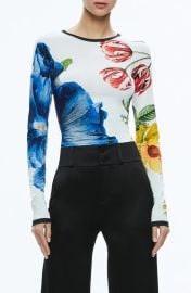 Alice Olivia Delaina Floral Crewneck Crop Top at Nordstrom