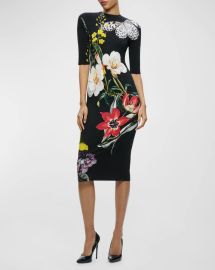 Alice Olivia Delora Floral Printed Midi Dress Neiman Marcus at Neiman Marcus