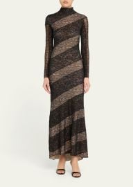 Alice Olivia Delora Lace Paneled Mock-Neck Midi Dress - at Bergdorf Goodman