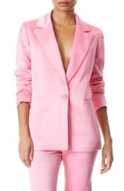 Alice Olivia Denny Longline Satin Boyfriend Blazer at Nordstrom