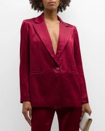 Alice Olivia Denny Satin Boyfriend Blazer at Neiman Marcus