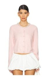 Alice Olivia Dollie Long Sleeve Cardigan In Pearl Blush at Revolve