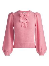 Alice Olivia Doris puff-sleeve Bow Sweater Pink at Farfetch