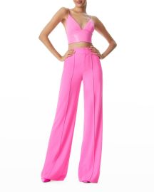 Alice Olivia Dylan Crepe High-Waist Wide-leg Pants at Neiman Marcus