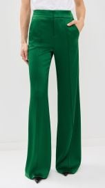 Alice Olivia Dylan High Rise Wide Leg Pants in Forest Green at Shopbop