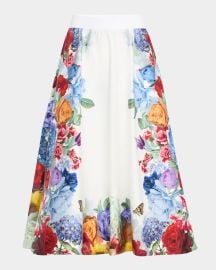 Alice Olivia Earla Floral Flared Midi Skirt at Neiman Marcus