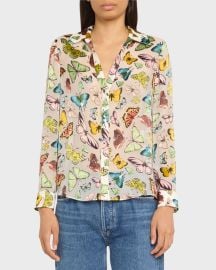 Alice Olivia Eloise Boundless Butterfly Button-Front Blouse at Neiman Marcus