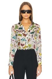 Alice Olivia Eloise Butterfly Button Down Blouse at Revolve