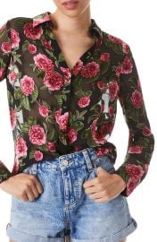 Alice Olivia Eloise Floral Jacquard Sheer Button-Up Blouse at Nordstrom