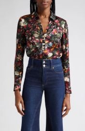 Alice Olivia Eloise Floral Print Shirt in After Midnight at Nordstrom