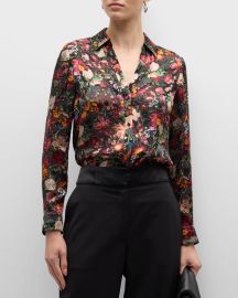 Alice Olivia Eloise Floral Print Shirt in After Midnight at Neiman Marcus