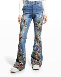 Alice Olivia Embroidered Bell Bottom Jeans at Neiman Marcus