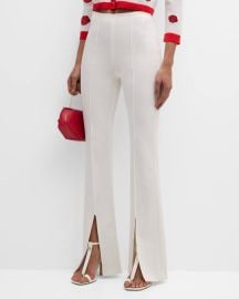 Alice Olivia Emiko High-Waisted Slit-Cuff Pants at Neiman Marcus