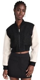 Alice Olivia Felisa Wide Rib Cropped Varsity Jacket at Shopbop