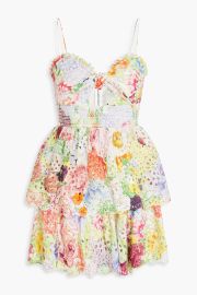 Alice Olivia Fina Floral Ruffle Cotton Minidress at The Outnet