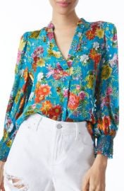 Alice Olivia Floral Blouson Sleeve Top in Summer Bliss Size Small at Nordstrom