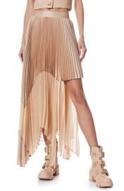 Alice Olivia Fraley Sunburst Pleat Asymmetric Hem Midi Skirt at Nordstrom