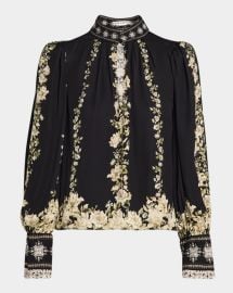Alice Olivia Free Falling Marion Satin Blouse at Neiman Marcus