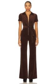 Alice Olivia Gorgeous Wide Leg Jumpsuit In Dark Chocolate at Revolve