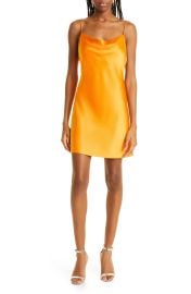 Alice Olivia Harmony Cowl Neck Mini Slipdress in Tangerine  at Nordstrom