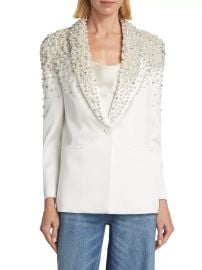 Alice Olivia Ivan Faux Pearl Crystal Embellished Blazer at Saks Fifth Avenue