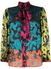 Alice Olivia Jeannie pussy-bow Flocked Blouse - Farfetch at Farfetch