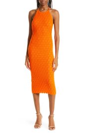 Alice Olivia Jone Halter Neck Cotton Wool Crochet Dress in Sienna  at Nordstrom