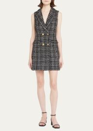 Alice Olivia Jordy Double-Breasted Tweed Tuxedo Dress - at Bergdorf Goodman