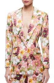 Alice Olivia Justin Floral Print Roll Cuff Longline Blazer at Neiman Marcus