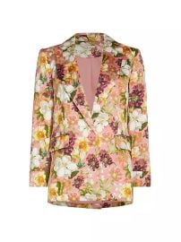 Alice Olivia Justin Floral Print Roll Cuff Longline Blazer at Neiman Marcus