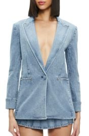 Alice Olivia Justine Denim Roll Cuff Longline Blazer at Nordstrom