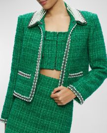 Alice Olivia Kidman Embellished Metallic Tweed Jacket at Neiman Marcus