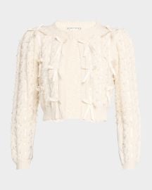 Alice Olivia Kitty Embellished Bow Cardigan at Neiman Marcus