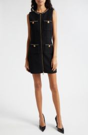 Alice Olivia Lachlan Front Zip Sleeveless Tweed Dress at Nordstrom