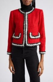 Alice Olivia Landon Boxy Tweed Crop Jacket at Nordstrom