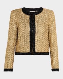 Alice Olivia Landon Embellished Cropped Tweed Jacket at Neiman Marcus