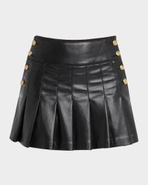 Alice Olivia Lanna Pleated Vegan Leather Mini Skirt at Neiman Marcus