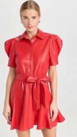 Alice Olivia Lurlene Puff Sleeve Faux Leather Minidress at Shopbop