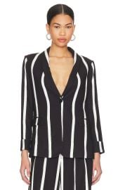 Alice Olivia Macey Blazer in Modern Vertical Stripe at Revolve