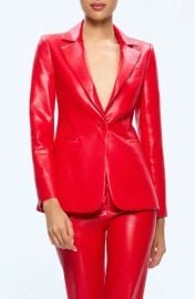 Alice Olivia Macey Fitted Vegan Leather Blazer at Nordstrom