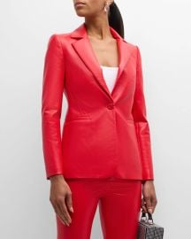 Alice Olivia Macey Fitted Vegan Leather Blazer at Neiman Marcus