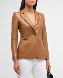 Alice Olivia Macey Fitted Vegan Leather Blazer at Neiman Marcus