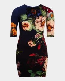 Alice Olivia Magic Garden Gradient Delora Crewneck Mini Dress at Neiman Marcus