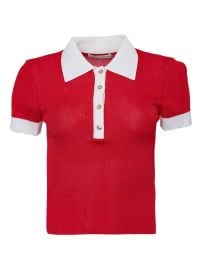 Alice Olivia Martha ribbed-knit Polo Top Red at Farfetch