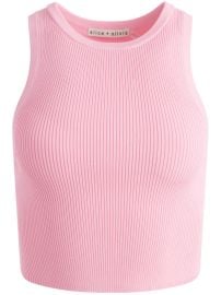 Alice Olivia Marvin Ribbed Cropped Tank Top Pink at Farfetch