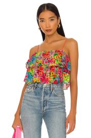 Alice Olivia Marylynn Ruffle Cropped Top at Revolve