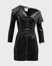 Alice Olivia Miara Faux Leather Moto Dress at Neiman Marcus