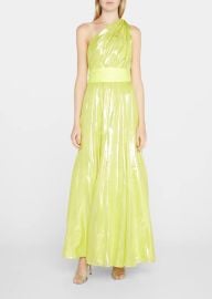 Alice Olivia Milan One-Shoulder Gathered Metallic Gown - at Bergdorf Goodman